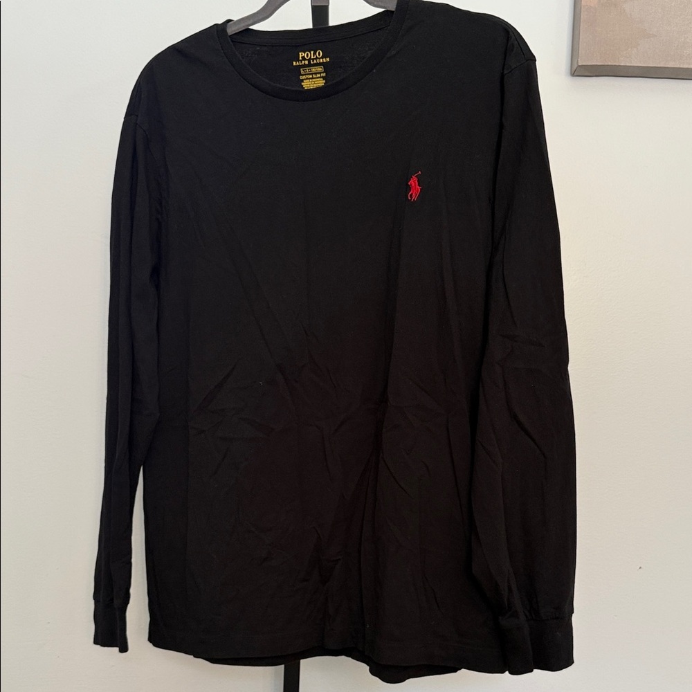 Polo by Ralph Lauren Black Long Sleeve Tee with Red Logo